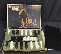 Vintage Renaissance Chess Set With Board