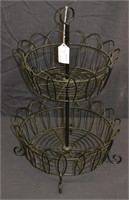 Vintage Black Metal 2 Tier Centerpiece Basket