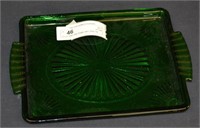 8" x 12" Green Glass Vintage Lady's Vanity Tray