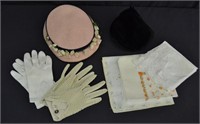 Vintage Lady's Hats, Hankies & Gloves