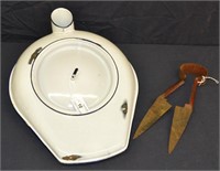 Antique Porcelain Enameled Chamber Pot With Lid