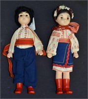 2 Boy & Girl Russian Blow Mold Costume Dolls