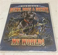 Duck hunter dog 12 x16" steel sign