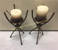 Pair of 12" high pillar candle holders