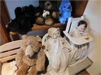 Lot-Dolls, Doll Furniture, "Gund" Bear"