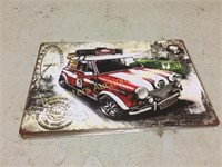 White/Red beetle car 8x 12" steel sign