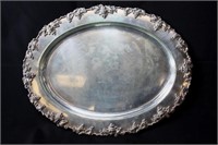 Tray, Silverplate - 18" with grape design