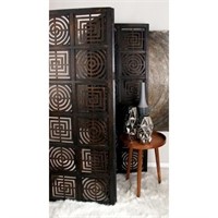 84 in. x 72 in. Black Wood 3-Panel Room Screen