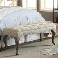 Loire Cabriolet Washed Natural Linen Bench