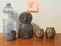 Owl Lot - 2 Brass & 2 Soapstone