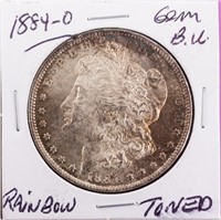 Coin 1884-O Morgan Silver Dollar Unc. Rainbow Tone