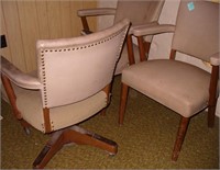 3 Retro Studded Tan Chairs-One Rolls