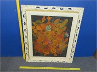 old wooden frame floral painting
