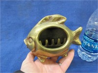 unique vintage brass fish ashtray