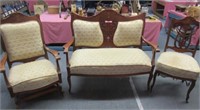 antique 3-pc parlor set (settee-rocker-chair)