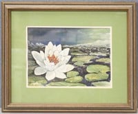 "Water Lily" Original Watercolor Framed Painting