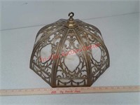 Slag Glass and Metal ornate lamp shade
