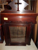 Antique Wall Cabinet w/Cross Design On Top