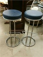 Pair of chrome base modern stools