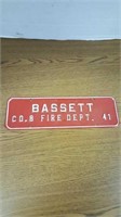 Vintage Bassett Fire Department plate