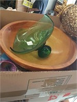 Box of large wooden Bowl excetera