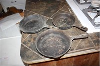 3 Small Cast Iron Frying Pans