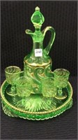 Uranium Green & Gold Trim Decanter Pitcher