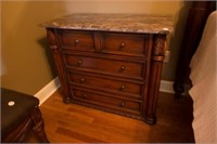 Marble Top Bedside Chest 37"W, 19"D, 31"T