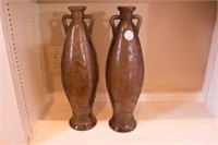 Pair of Double Handled Vases 16" Tall