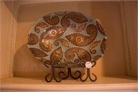 Oval Decorated Bowl w/ Stand 10"X14"
