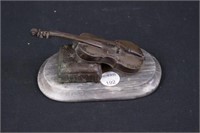 Early Bronze Match Safe on Marble Plinth 7 1/2" L