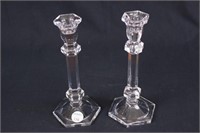 Pair of Crystal Candlesticks 9" Tall