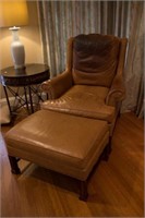 Leather  Hickory Chair & Ottoman