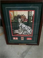 Frame postal stamps Dalmatians and Fire House
