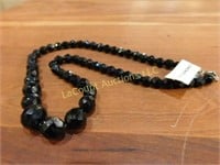 Jet Black glass choker necklace