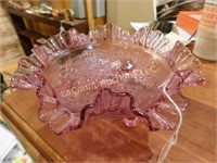 Imperial glass ruffled bowl, windmill pattern
