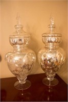Pair of Silver on Glass Vessels 23" Tall
