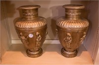 Pair of Ceramic Vases adorned w/ Figures 15" Tall