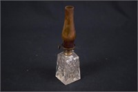 Miniature Oil Lamp Cut Glass Base 8 1/2" Tall