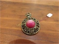 Gerrry pin brooch w purple stones, 1.75"