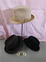 Men's vintage hats (2) Dobbs and all wool hat