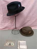 Two men's vintage Knox hats both size 7 1/4 and
