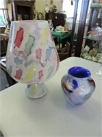 Pair of Art Glass Vases, Tallest 15"