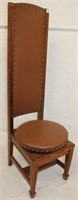 Arts & Craft High Back Oak Chair W/ Nail Head Trim