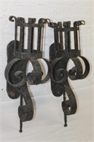 Pair Wrought Iron Candle Wall Sconces