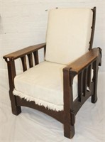 Antique Oak Morris Recliner Chair, arched front