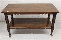 Mahg. Butler's Table w/ 2 tiers on casters