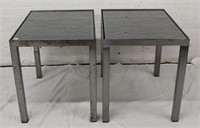 2 Antique Metal "Heat Grates" Tables w/ glass