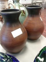 Pair of brown ceramic vases