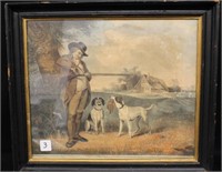 Framed 19th Century Hunting Print by